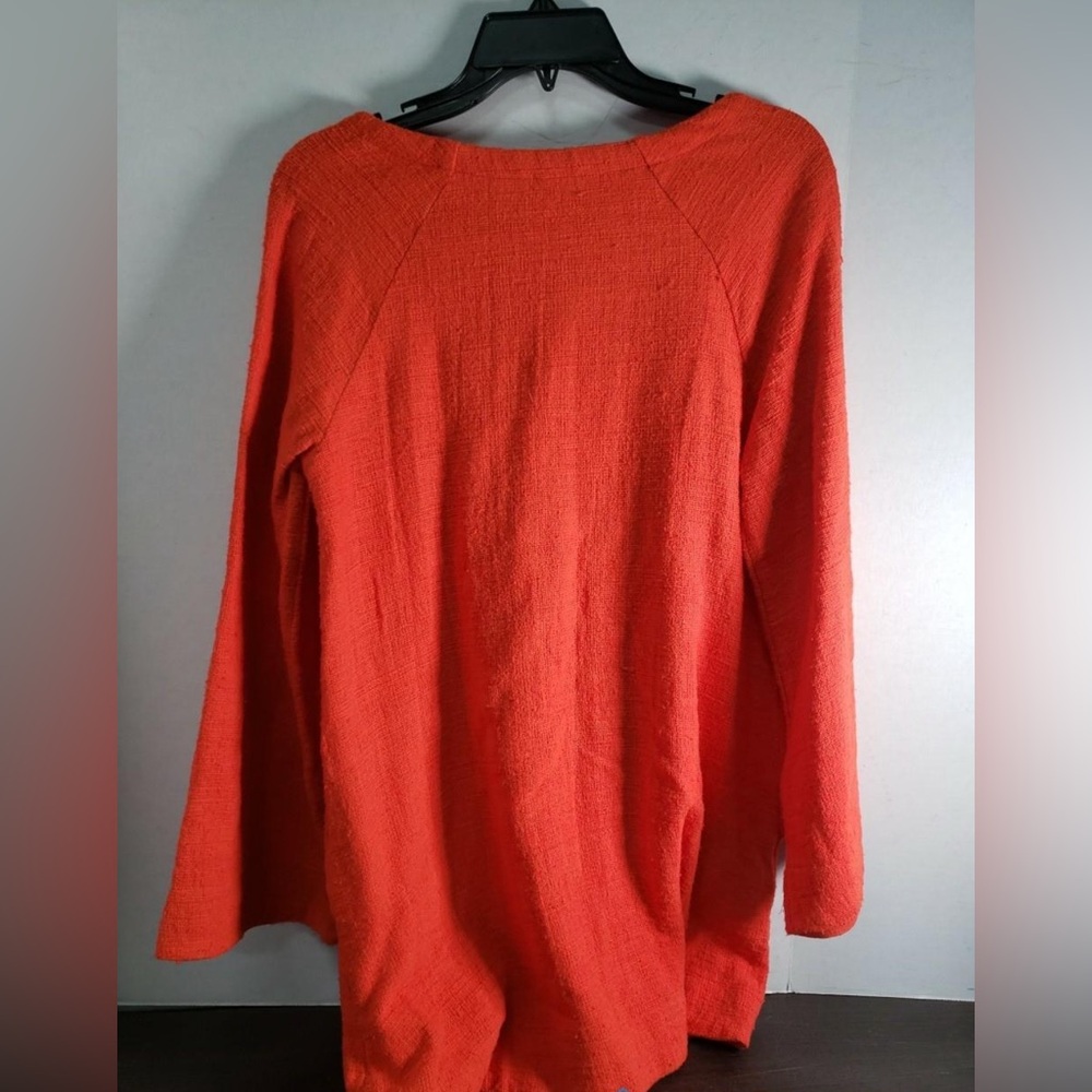 *SOLD* Free People Tangerine Vibrant Orange Long-sleeve Tunic Knit Top - Picture 3 of 4